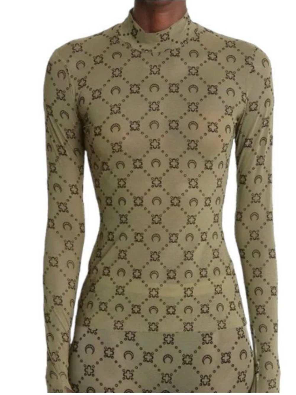 MARINE SERRE • Flocked Mesh Second Skin Top – Forest Green - medium